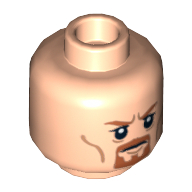 Tête de minifigurine Boromir / Rebel Trooper, recto verso, bouc sévère / Motif imprimé grimaçant [tenon creux] (Minifig Head Boromir / Rebel Trooper, Dual Sided, Goatee Stern / Grimacing Print [Hollow Stud])