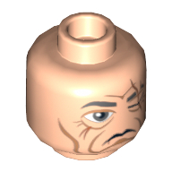 Tête de minifigurine même piell, cicatrice sur l'œil gauche, motif : rides [tenon creux] (Minifig Head Even Piell, Scar over Left Eye, Wrinkles Print [Hollow Stud])