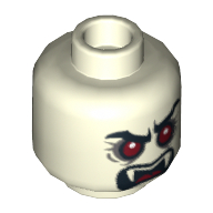Tête de minifigurine seigneur vampyre, crocs, yeux rouges, sourcils en colère, bouche fermée / bouche ouverte motif imprimé (Minifig Head Lord Vampyre, Fangs, Red Eyes, Angry Eyebrows, Mouth Closed / Mouth Open Print)