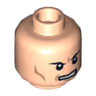 Tête de minifigurine Lex Luthor, sourcils, bouche avec dents, traits sur les joues, en colère Expression motif imprimé [tenon creux] (Minifig Head Lex Luthor, Eyebrows, Mouth with Teeth, Cheek Lines, Angry Expression Print [Hollow Stud])