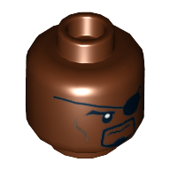 Tête de minifigurine nick fury, cache-œil, bouc et les lignes de joue motif imprimé [tenon creux] (Minifig Head Nick Fury, Eyepatch, Goatee and Cheek Lines Print [Hollow Stud])