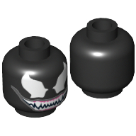 Tête de minifigurine Venom, yeux blancs, dents blanches, gencives roses motif imprimé [tenon creux] (Minifig Head Venom, White Eyes, White Teeth, Pink Gums Print [Hollow Stud])