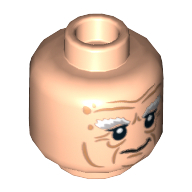 Tête de minifigurine Balin le Nain, double visage, broussailleux gris Sourcils, rides, calme / froncement motif imprimé [tenon creux] (Minifig Head Balin the Dwarf, Dual Sided, Bushy Gray Eyebrows, Wrinkles, Calm / Frowning Print [Hollow Stud])