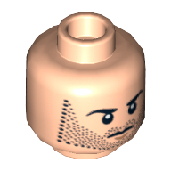 Tête de minifigurine Kili le Nain, double visage, barbe naissante, calme / Rage de bataille motif imprimé [tenon creux] (Minifig Head Kili the Dwarf, Dual Sided, Beard Stubble, Calm / Battle Rage Print [Hollow Stud])