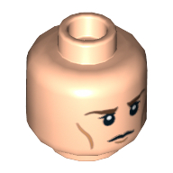 Tête de minifigurine, lignes du menton et des joues, bouche fermée calme / dents serrées motif imprimé (Minifig Head, Chin and Cheek Lines, Calm Closed Mouth / Clenched Teeth Print)