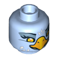 Tête de minifigurine Eris, double face, aigle avec bec, yeux jaunes et plumes blanches, yeux larges / yeux étroits motif imprimé [tenon creux] (Minifig Head Eris, Dual Sided, Eagle with Beak, Yellow Eyes and White Feathers, Wide Eyes / Narrow Eyes Print [Hollow Stud])
