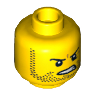 Tête de minifigurine Billy Starbeam, double visage, barbe naissante, déterminé / appareil respiratoire motif imprimé [tenon creux] (Minifig Head Billy Starbeam, Dual Sided, Beard Stubble, Determined / Breathing Apparatus Print [Hollow Stud])