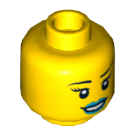 Tête de minifigurine Ashlee Starstrider, Cils, Lèvres bleues, Sourire / Appareil respiratoire motif imprimé [tenon creux] (Minifig Head Ashlee Starstrider, Eyelashes, Blue Lips, Smile / Breathing Apparatus Print [Hollow Stud])