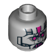 Tête de minifigurine Kraang, yeux et bouche de robot magenta, plaque de métal motif imprimé [tenon creux] (Minifig Head Kraang, Magenta Robot Eyes and Mouth, Metal Plates Print [Hollow Stud])