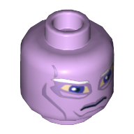 Tête de minifigurine Soldat Umbaran, grands yeux violets et motif imprimé sourcils blancs [tenon creux] (Minifig Head Umbaran Soldier, Large Purple Eyes and White Eyebrows Print [Hollow Stud])
