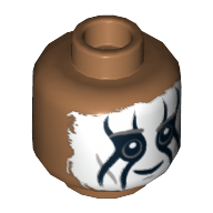Tête de minifigurine Tonto, double visage, peinture pour le visage, sourire / bouche ouverte Motif imprimé effrayant [tenon creux] (Minifig Head Tonto, Dual Sided, Face Paint, Smiling / Mouth Open Scared Print [Hollow Stud])