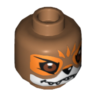 Tête de minifigurine Furty, double visage, renard avec visage blanc et orange Détails Sourire / Grim motif imprimé [tenon creux] (Minifig Head Furty, Dual Sided, Fox with White and Orange Face Details Smile / Grim Print [Hollow Stud])