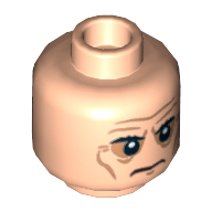 Tête de minifigurine Mandarin, double face, yeux enfoncés, sourcils, rides, froncement de sourcils / motif imprimé en colère [tenon creux] (Minifig Head Mandarin, Dual Sided, Sunken Eyes, Eyebrows, Wrinkles, Frown / Angry Print [Hollow Stud])