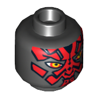 Tête de minifigurine Dark Maul, Visage rouge et Yeux rétrécis (Minifig Head Darth Maul, Red Face and Narrowed Eyes Print)