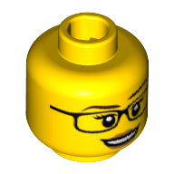Tête de minifigurine Scientifique, lunettes, pupilles blanches, Cils, lèvres pêche, Sourire [tenon creux] (Minifig Head Scientist, Glasses, White Pupils, Eyelashes, Peach Lips, Smiling [Hollow Stud])