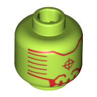 Tête de minifigurine Mécha maléfique, motif imprimé HUD rouge [tenon creux] (Minifig Head Evil Mech, Red HUD Print [Hollow Stud])