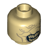 Tête de minifigurine Bouche de Sauron, rides, bouche avec motif imprimé de dents pointues [tenon creux] (Minifig Head Mouth of Sauron, Wrinkles, Mouth with Pointed Teeth Print [Hollow Stud])