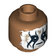 Tête de minifigurine Tonto, double face, peinture pour le visage, neutre / bouche ouverte froncer les sourcils motif imprimé [tenon creux] (Minifig Head Tonto, Dual Sided, Face Paint, Neutral / Mouth Open Frown Print [Hollow Stud])