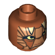 Tête de minifigurine nikto garde, caractéristiques de beige foncé et des cornes blanches motif imprimé [tenon creux] (Minifig Head Nikto Guard, Dark Tan Features and White Horns Print [Hollow Stud])