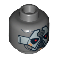 Tête de minifigurine sith guerrier, masque d'argent et yeux rouges motif imprimé (Minifig Head Sith Warrior, Silver Mask and Red Eyes Print)