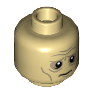 Tête de minifigurine Langue des vers, double face, rides et yeux enfoncés Inquiet / en colère motif imprimé [tenon creux] (Minifig Head Wormtongue, Dual Sided, Wrinkles and Sunken Eyes Worried / Angry Print [Hollow Stud])