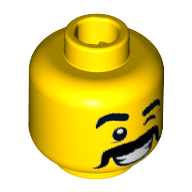 Tête de minifigurine taco mardi gars, sourcils bruns et moustache, joyeux clin d'œil motif imprimé [tenon creux] (Minifig Head Taco Tuesday Guy, Brown Eyebrows and Moustache, Cheery Wink Print [Hollow Stud])