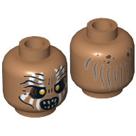 Tête de minifigurine Orque, lignes verticales peintes motif imprimé [tenon creux] (Minifig Head Orc, Painted Vertical Lines Print [Hollow Stud])