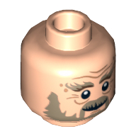Tête de minifigurine Radagast, double visage, barbe et sourcils broussailleux Sourire / Crier motif imprimé [tenon creux] (Minifig Head Radagast, Dual Sided, Beard and Bushy Eyebrows Smiling / Shouting Print [Hollow Stud])