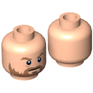 Tête de minifigurine Rebel Trooper, Barbe et regard menaçant motif imprimé [tenon creux] (Minifig Head Rebel Trooper, Beard and Scowl Print [Hollow Stud])