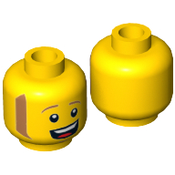 Tête de minifigurine crème glacée Mike, favoris, sourire bouche ouverte avec les dents et la langue motif imprimé [tenon creux] (Minifig Head Ice Cream Mike, Sideburns, Open Mouth Smile with Teeth and Tongue Print [Hollow Stud])