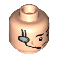 Tête de minifigurine, sourcils, lignes de joue et motif imprimé casque (Minifig Head, Eyebrows, Cheek Lines and Headset Print)