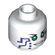 Tête de minifigurine Pixal (P.I.X.A.L), circuit violet, motif : yeux verts / yeux rouges (Minifig Head Pixal (P.I.X.A.L), Purple Circuitry, Green Eyes / Red Eyes Print)