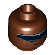 Tête de minifigurine puissance homme, lunettes de soleil noires et argentées, sourire tordu, motif : traits sur les joues [tenon creux] (Minifig Head Power Man, Black and Silver Sunglasses, Crooked Smile, Cheek Lines Print [Hollow Stud])