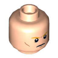 Tête de minifigurine Thor, sourcils orange, traits sur les joues, Bouche fermée / bouche ouverte avec motif imprimé Dents (Minifig Head Thor, Orange Eyebrows, Cheek Lines, Closed Mouth / Open Mouth with Teeth Print)