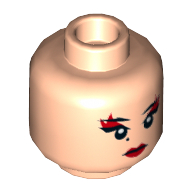 Tête de minifigurine Karai, double visage, lèvres rouges et fard à paupières, grain de beauté, bouche fermée / motif imprimé de dents nues [tenon creux] (Minifig Head Karai, Dual Sided, Red Lips and Eye Shadow, Beauty Mark, Mouth Closed / Bared Teeth Print [Hollow Stud])