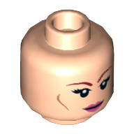Tête de minifigurine avril o'neil, double visage, brun mince longs sourcils, cils, motif : lèvres magenta et traits sur les joues [tenon creux] (Minifig Head April O'Neil, Dual Sided, Brown Thin Long Eyebrows, Eyelashes, Magenta Lips and Cheek Lines Print [Hollow Stud])