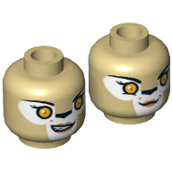 Tête de minifigurine Li'Ella, Double face, Lion Femelle avec yeux oranges et nez noir, Neutre / de travers sourire motif imprimé [tenon creux] (Minifig Head Li'Ella, Dual Sided, Lion Female with Orange Eyes and Black Nose, Neutral / Crooked Smile Print [Hollow Stud])