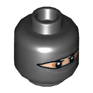 Tête de minifigurine Soldat de pied, Balaclava avec trou de l'œil étroit, motif : sourcils [tenon creux] (Minifig Head Foot Soldier, Balaclava with Narrow Eye Hole, Eyebrows Print [Hollow Stud])