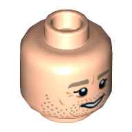 Tête de minifigurine, sourcils beige foncé, pupilles blanches, barbe naissante et lignes d'âge imprimés (Minifig Head Owen Lars, Dark Tan Eyebrows, White Pupils, Stubble and Age Lines Print)