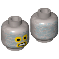 Tête de minifigurine Emmet, yeux et bouche jaunes, motif imprimé feuille d'aluminium [tenon creux] (Minifig Head Emmet, Yellow Eyes and Mouth, Aluminum Foil Print [Hollow Stud])