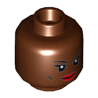 Tête de minifigurine Tempête, double visage, sourcils fins, traits sur les joues, motif : lèvres rouges / dents serrées [tenon creux] (Minifig Head Storm, Dual Sided, Thin Eyebrows, Cheek Lines, Red Lips / Clenched Teeth Print [Hollow Stud])