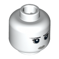 Tête de minifigurine Fille effrayante, lèvres pâles et cercles autour des yeux, cils noirs et sourcils, motif : pupilles blanches [tenon creux] (Minifig Head Spooky Girl, Pale Lips and Circles around Eyes, Black Eyelashes and Eyebrows, White Pupils Print [Hollow Stud])