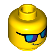 Minifigurine maître nageur, lunettes de soleil bleues et motif imprimé sourire tordu (Minifig Head Lifeguard, Blue Sunglasses and Crooked Smile Print)