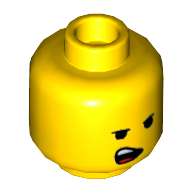 Tête de minifigurine Emmet, ouvert Sourire avec Langue / ouvert Bouche sur un côté motif imprimé (Minifig Head Emmet, Open Smile with Tongue / Open Mouth on One Side Print)