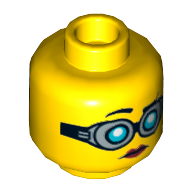 Tête de minifigurine christina hydron, lunettes, lèvres rouges, bouche fermée / bouche ouverte sourire motif imprimé (Minifig Head Christina Hydron, Goggles, Red Lips, Closed Mouth / Open Mouth Smile Print)