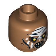 Tête de minifigurine Orque, Blanc Peint Motif imprimé frontal [tenon creux] (Minifig Head Orc, White Painted Forehead Print [Hollow Stud])