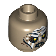 Tête de minifigurine Orque, motif imprimé blanc Face Paint [tenon creux] (Minifig Head Orc, White Face Paint Print [Hollow Stud])