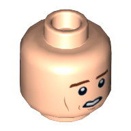 Tête de minifigurine Han Solo, lignes de joues, pupilles blanches, fossette du menton, bouche ouverte / yeux fermés motif imprimé carbonite (Minifig Head Han Solo, Cheek Lines, White Pupils, Chin Dimple, Open Mouth / Closed Eyes Carbonite Print)