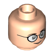 Tête de minifigurine Dr Egon Spengler, double face, lunettes, sourire / motif imprimé effrayé [tenon creux] (Minifig Head Dr Egon Spengler, Dual Sided, Glasses, Smile / Scared Print [Hollow Stud])