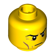 Sheriff tête minifigurine, sourcils froncés, pattes d'oie, traits sur les joues, motif imprimé fossette au menton (Minifig Head Sheriff, Stern Eyebrows, Crow's Feet, Cheek Lines, Chin Dimple Print)
